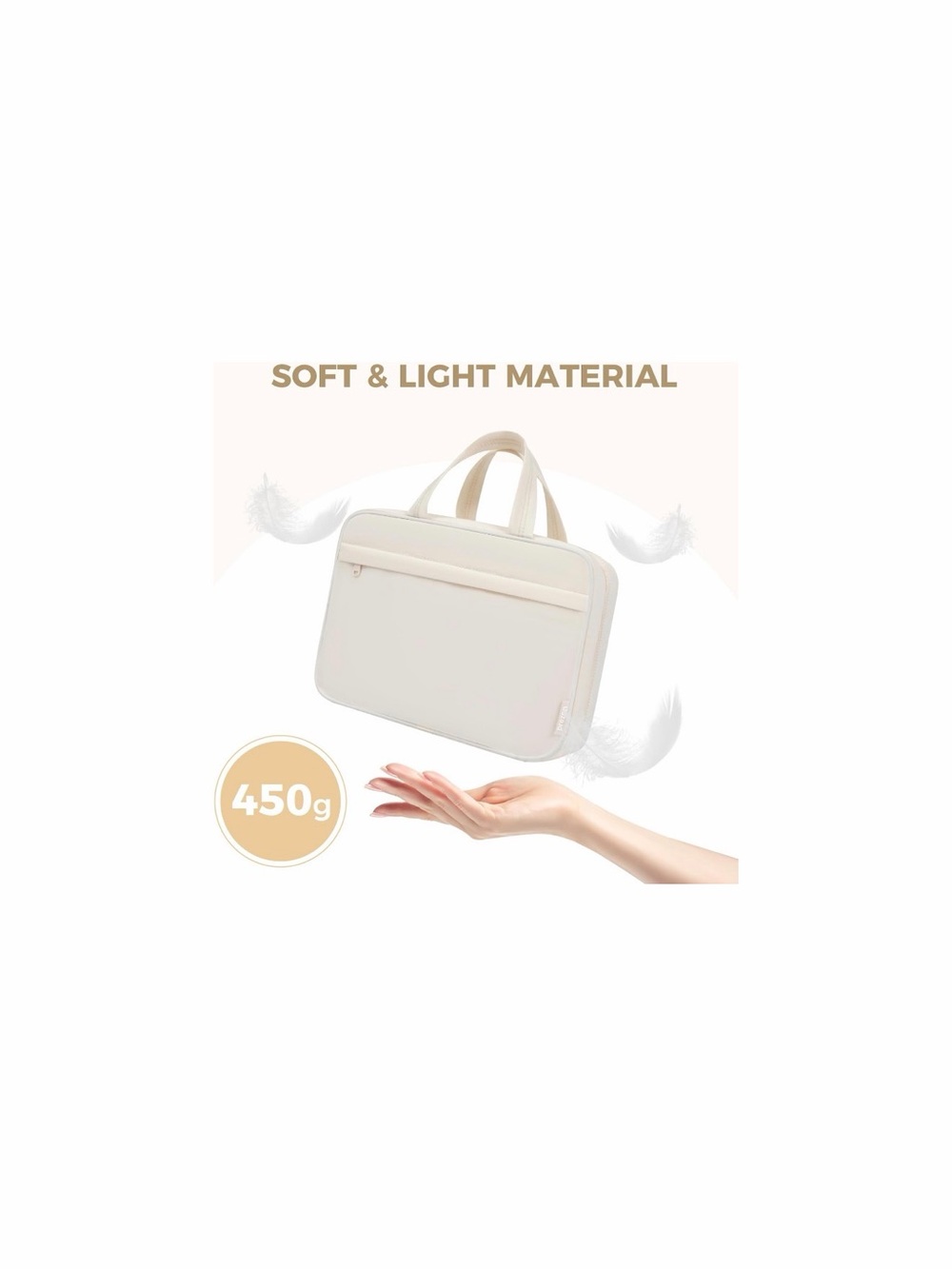 Lightweight Cream Laptop Tote Bag - Minimalist Women’s Carryall